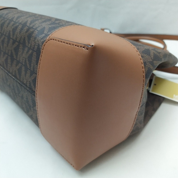 Michael Kors Mercer Gallery Brown Leather MK Printed Satchel Tote Bag - NWT $358 - Picture 16 of 16